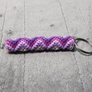 Hand-Stitched Purple Lanyard Keychain – 3”